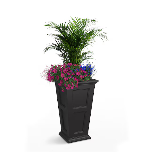Mayne Square 16.0-in W Large Black Plastic Outdoor Planter with Drainage Holes with Self Watering | Lowe's