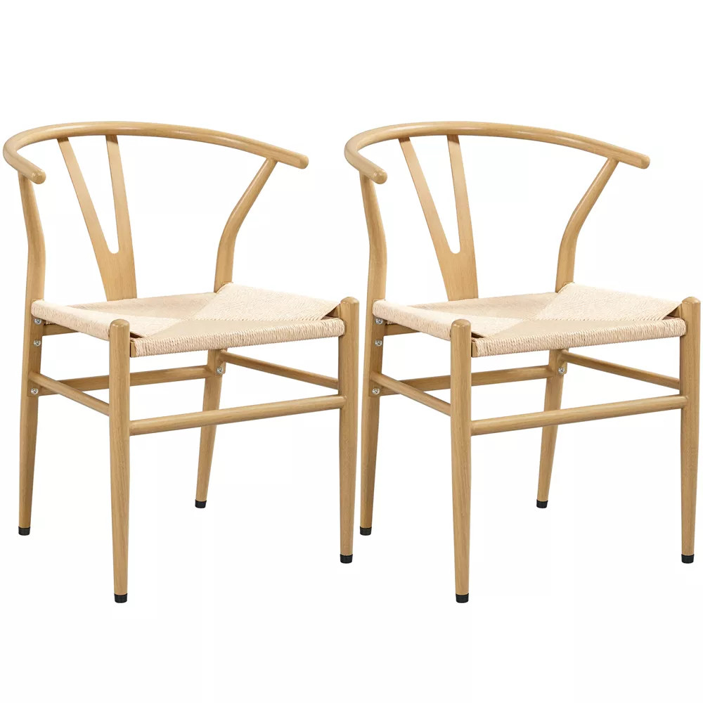 Yaheetech Modern Metal Weave Armchair Frame Dining Chair, Set of 2, for Living Room | Target