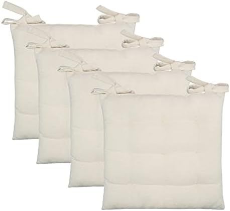 COTTON CRAFT - Ellora Natural Set of 4 Dining Cushion Chair Pads with Ties - Premier Cotton Durab... | Amazon (US)