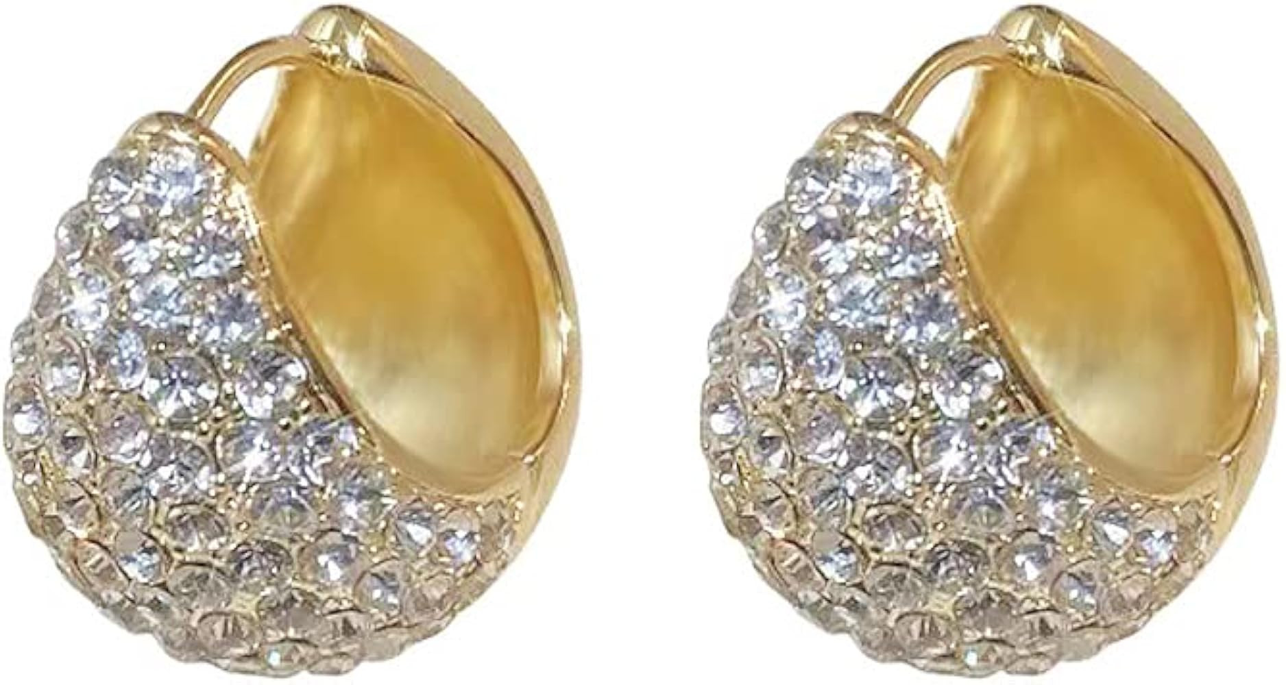 Kokoma Teardrop Small Hoop Earrings for Women Rhinestone CZ Crystal Huggie Hoops Chunky Statement... | Amazon (US)