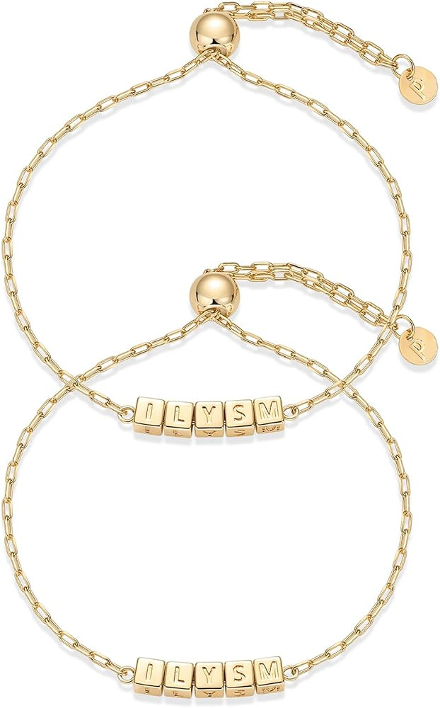 PAVOI 14K Gold Plated Friendship Matching Adjustable Bracelets for Women | Gold Best Friends Brac... | Amazon (US)