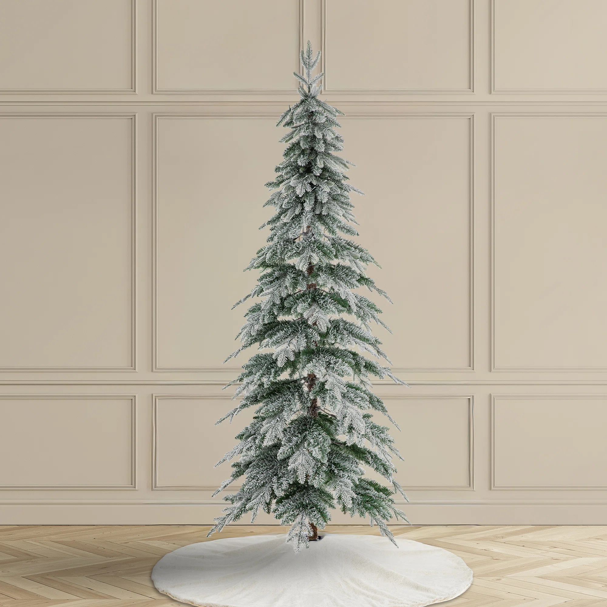 Hersi Flocked/Frosted Realistic Spruce Christmas Tree with LED Lights | Wayfair North America