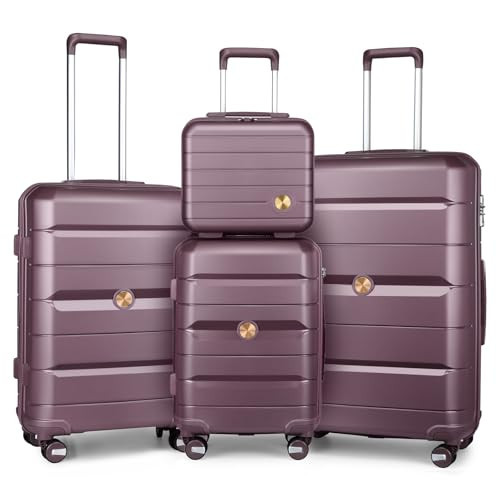 Somago Luggage Sets 4 Piece Lightweight Hardside Polypropylene Travel Suitcases with Double Spinner Wheels and TSA Lock,Elegant Purple | Amazon (US)