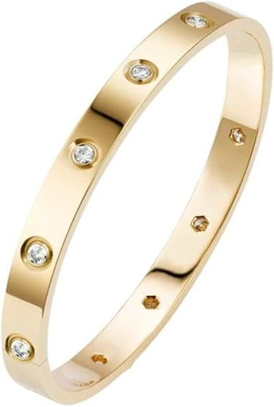 Love Bracelet 18K Gold Plated CZ Stainless Steel with Crystal Bangle Bracelets for Women Girls Je... | Amazon (US)