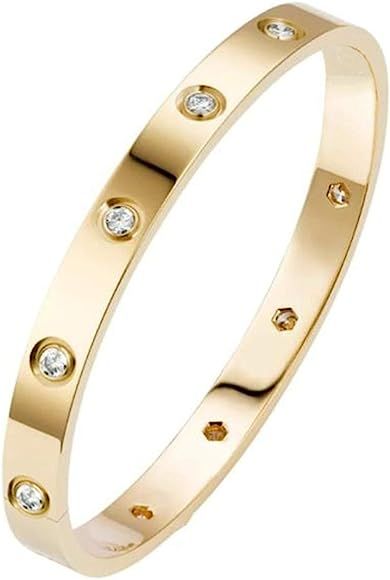Love Bracelet 18K Gold Plated CZ Stainless Steel with Crystal Bangle Bracelets for Women Girls Je... | Amazon (US)