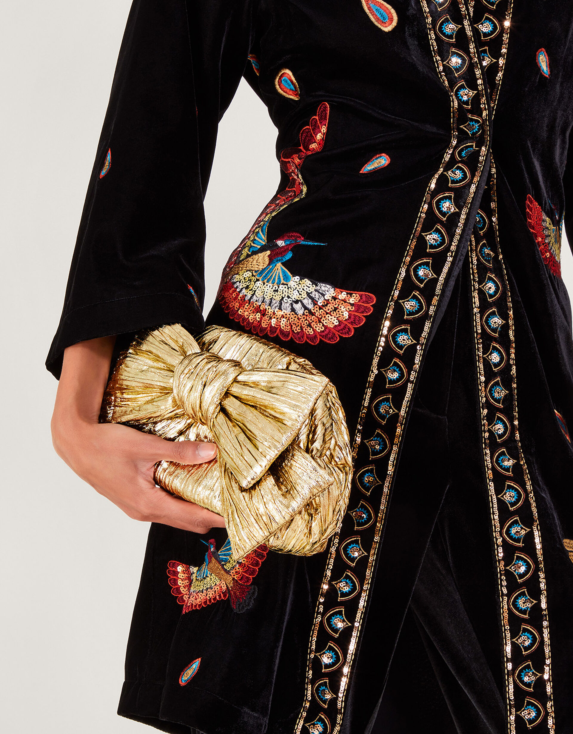 Oversized Bow Metallic Bag | Monsoon (UK)
