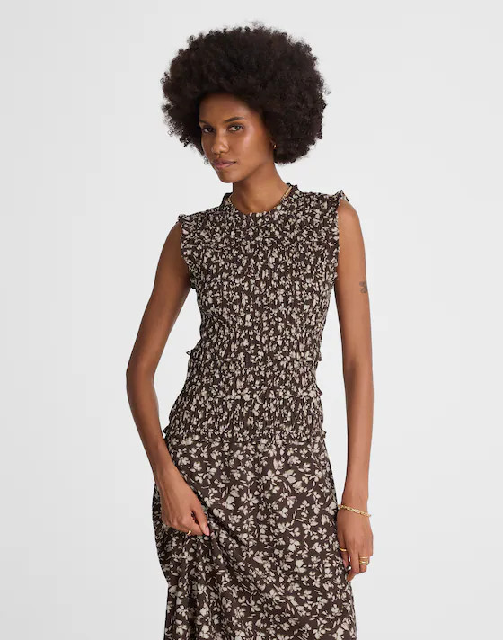 Smocked Sleeveless Midi Dress | Madewell