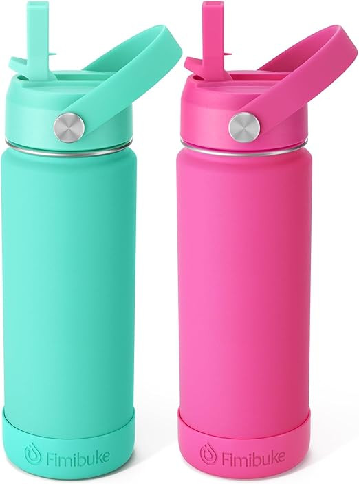 Fimibuke Kids Insulated Water Bottle - 18oz BPA-FREE Kids Cups with Straw Double Wall Vacuum Tumb... | Amazon (US)