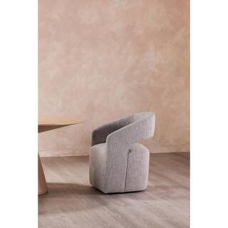 Bailey Grey Rolling Dining Chair, Solid Wood Frame with Performance Boucle Upholstery | The Home Depot