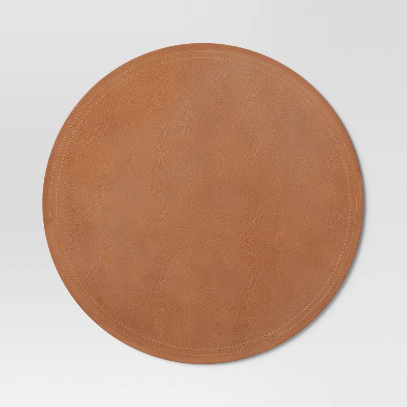 Faux Leather Decorative Charger Brown - Threshold&#8482; | Target