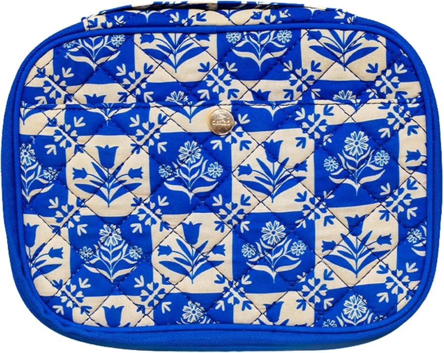 ban.do Quilted Tech Pouch Organizer, Blue Plaid Floral | Amazon (US)