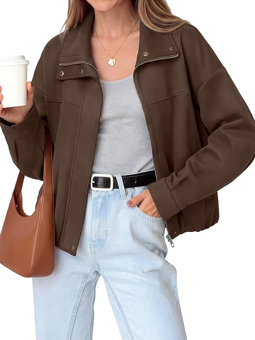 Glamaker Womens Faux Suede Bomber Jacket Fall Long Sleeve Coat | Amazon (US)