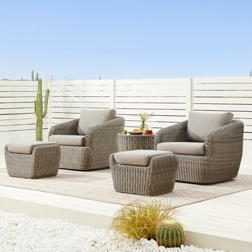 CHITA 5 Pieces Patio Wicker Furniture Set, Outdoor Rattan Bistro Set with Removable Thickened Cus... | Amazon (US)