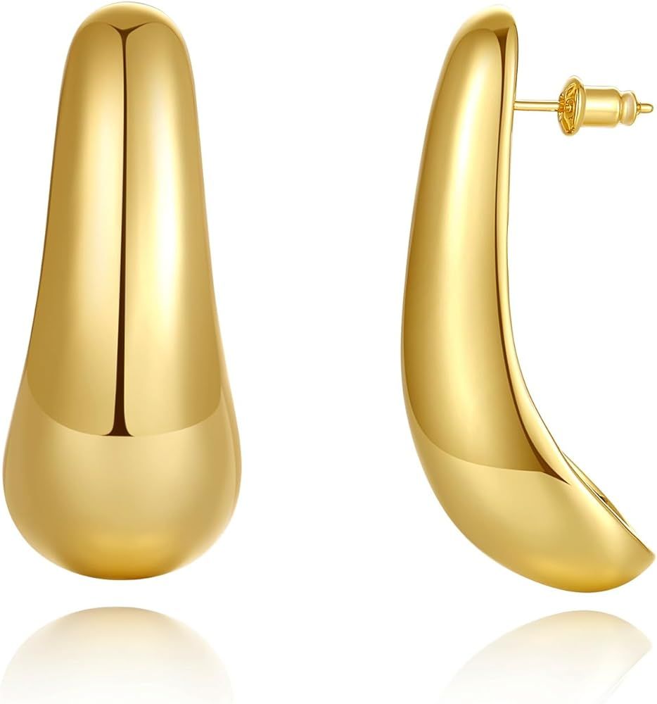 Big/Large Drop Earring For Women, Chunky Gold Statement Earrings Lightweight Waterdrop Teardrop D... | Amazon (US)