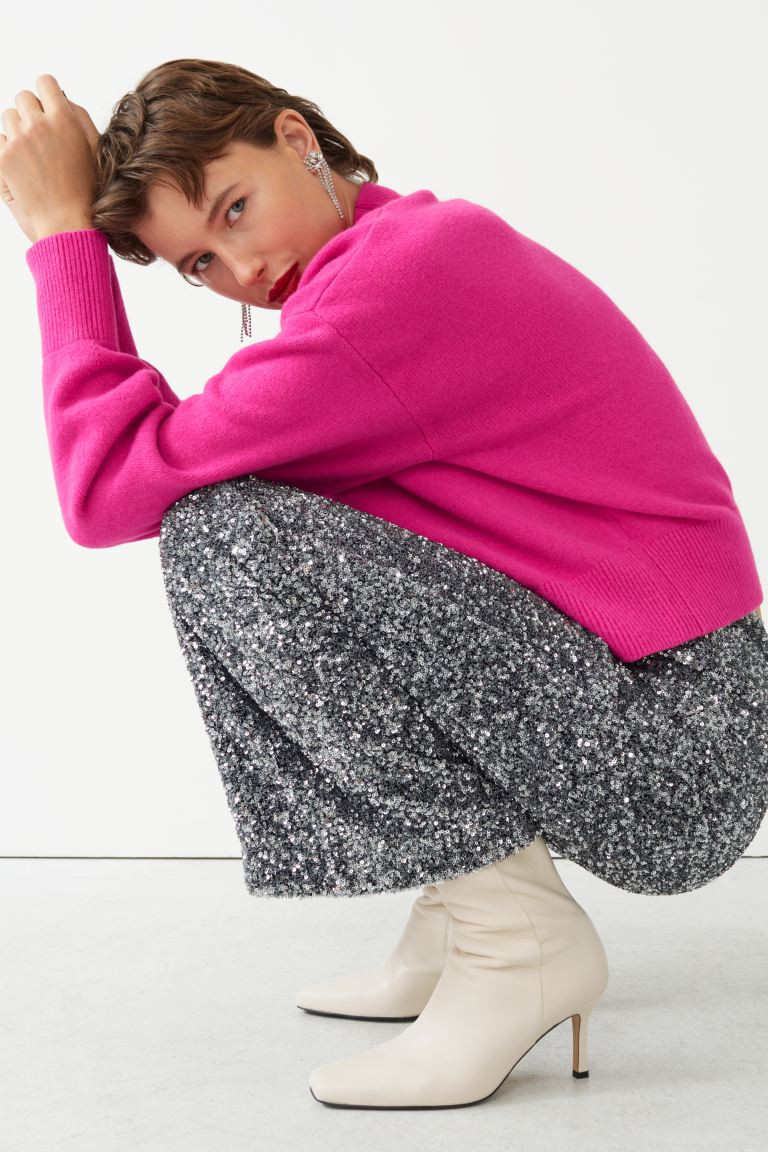 Bodenlange Hose mit Pailletten | H&M (DE, AT, CH, NL, FI)