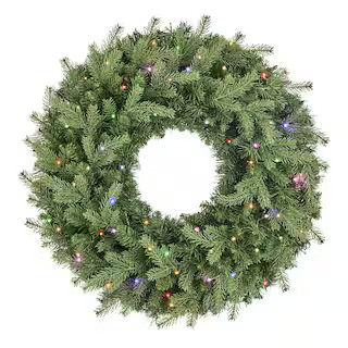 30 in. Pre-Lit LED Grand Duchess Balsam Fir Artificial Christmas Wreath | The Home Depot