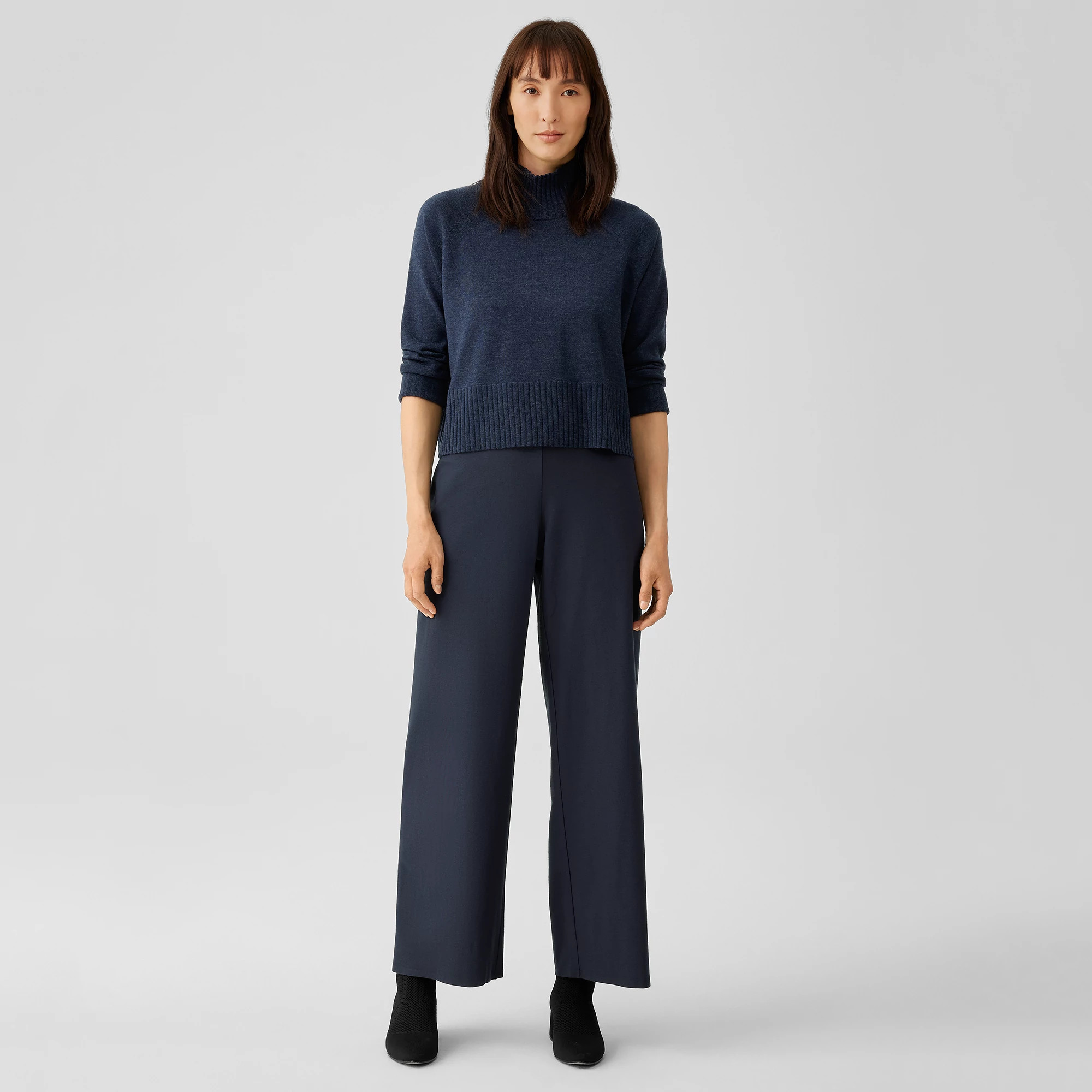 Washable Stretch Crepe High-Waisted Wide Pant | Eileen Fisher