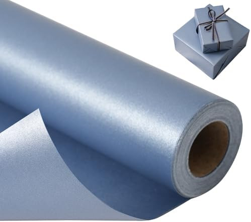 Juertime Matte Navy Blue Wrapping Paper - Reversible Pearly-Lustre Gift Wrap Paper Perfect for We... | Amazon (US)