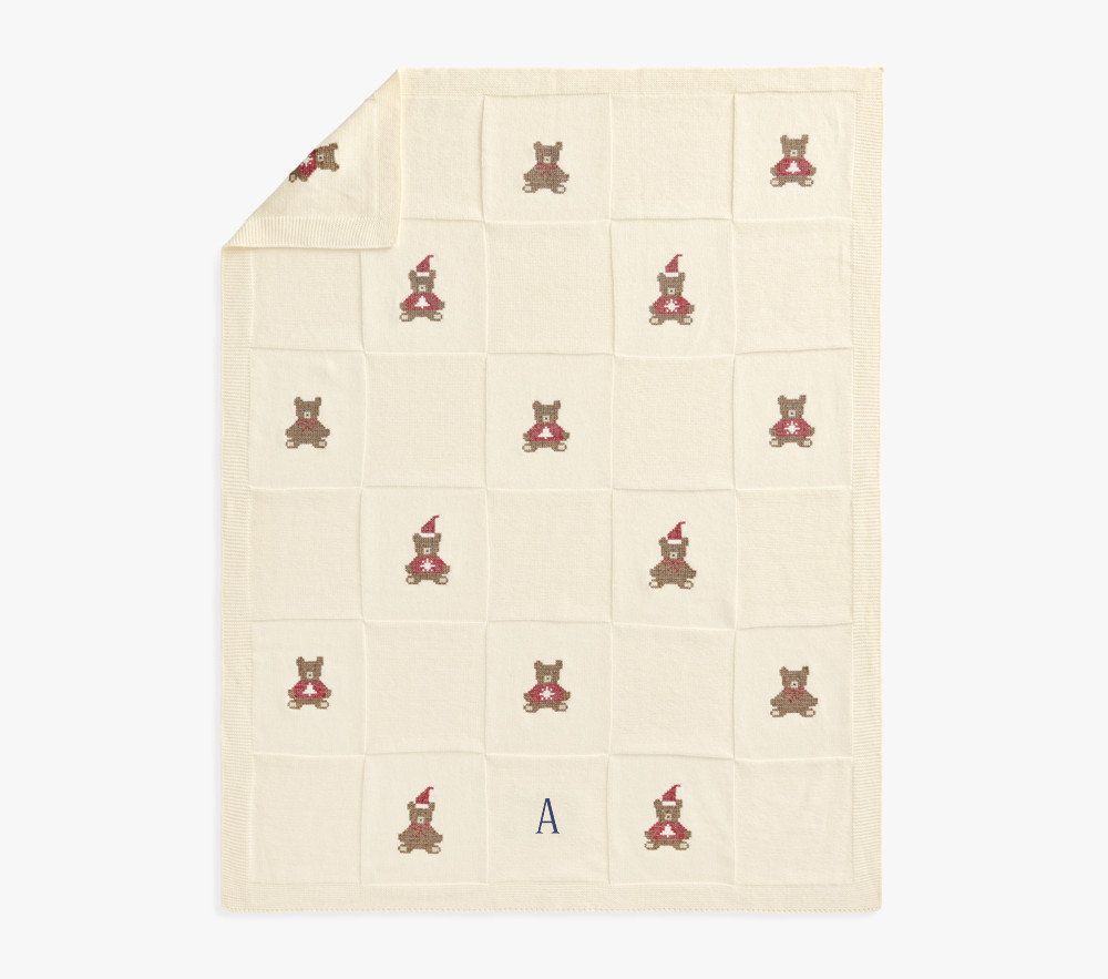 Christmas Bears Needlepoint Baby Blanket | Pottery Barn Kids