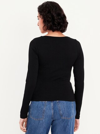 Fitted Double-Layer Scoop-Neck Top | Old Navy (US)