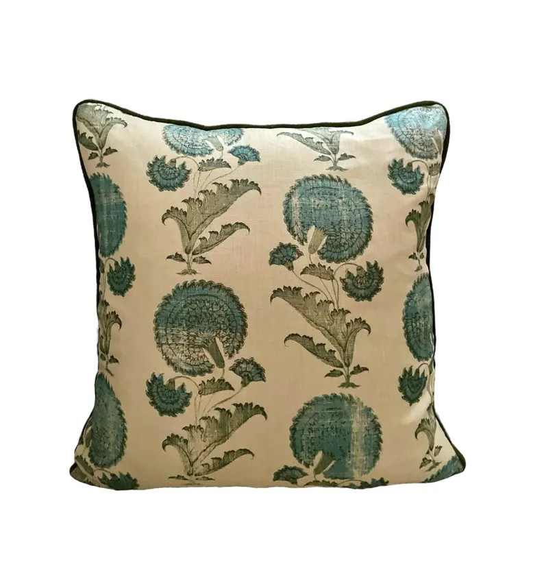 Michael Smith Jasper Indian Flower Turquoise and Ivory - Pillow Cover - Etsy | Etsy (US)