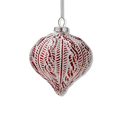 tag Antique Wide Red Drop Ornament - Glass Christmas Tree Decoration 3.5" H x 3.25" L x 3.25" W - Dust Clean | Target