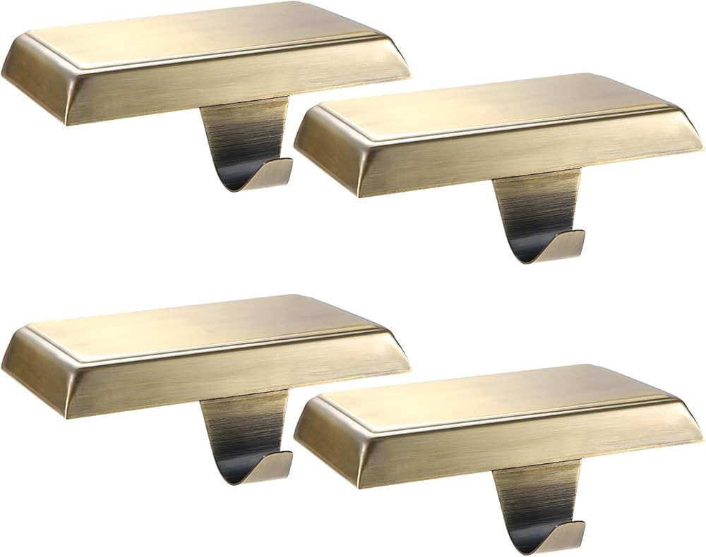 Sunshane Christmas Stocking Holders Mantel Stocking Hanger Hooks Fireplace Mantle Metal Hang Base... | Amazon (US)