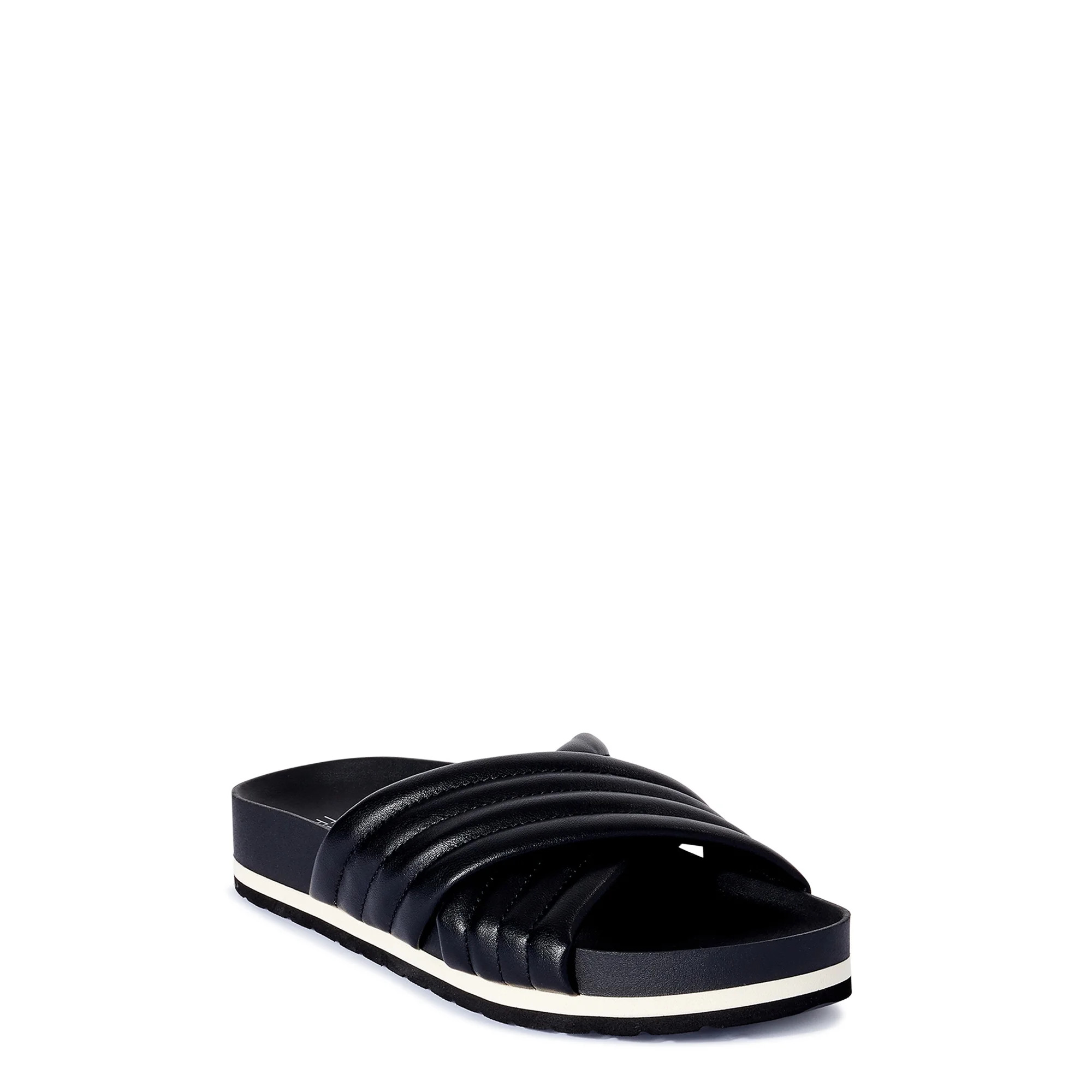Time and Tru Women's Quilted Crossband Footbed Slide Sandals | Walmart (US)