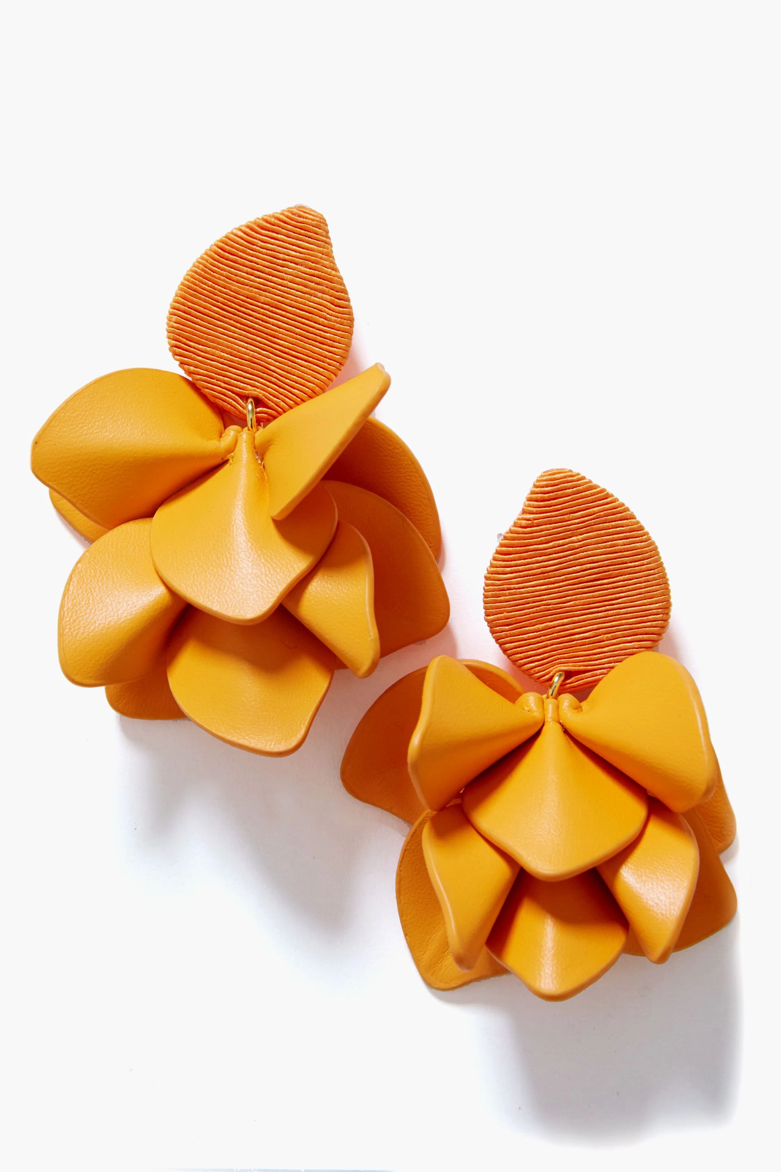 Tangerine Silk and Leather Orchid Earrings | Tuckernuck (US)