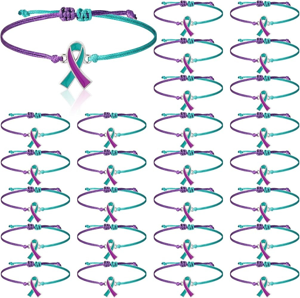 Siifert Suicide Awareness Bracelets Bulk Suicide Prevention Awareness Bracelets Teal and Purple R... | Amazon (US)