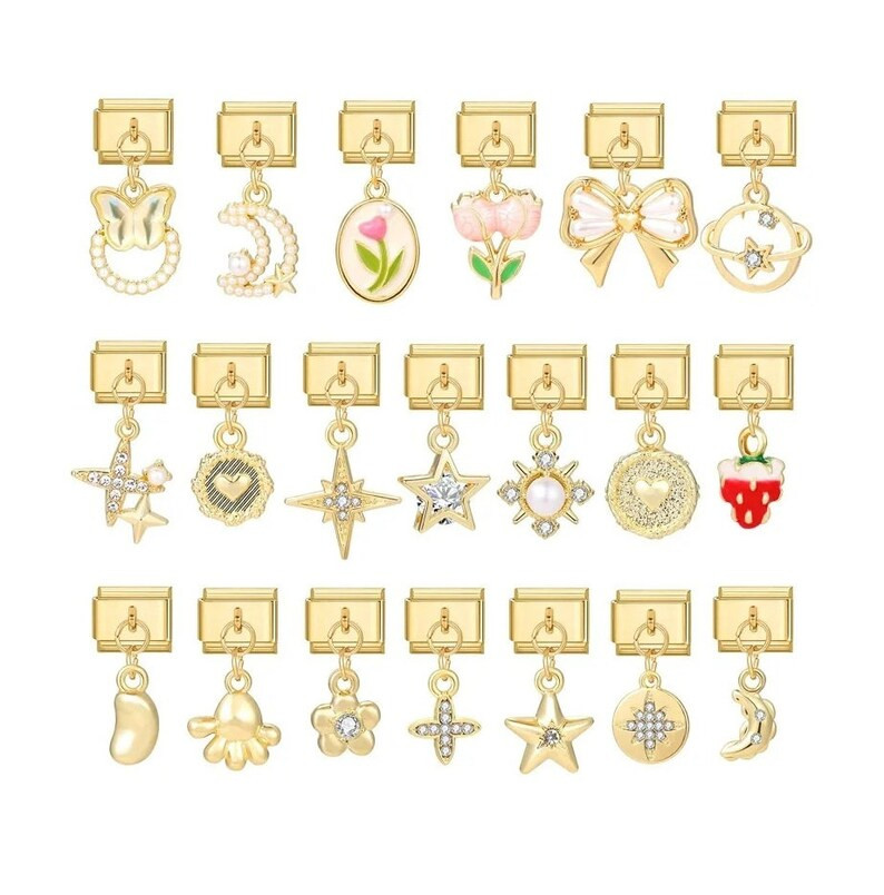 Fashion Gold Italian Link Custom Charm Bracelet,vintage Italian Sterling Silver Beads Charms Fit ... | Etsy (US)