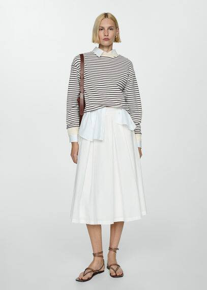 MANGO - Pleated midi skirt white - M - Women | MANGO (US)