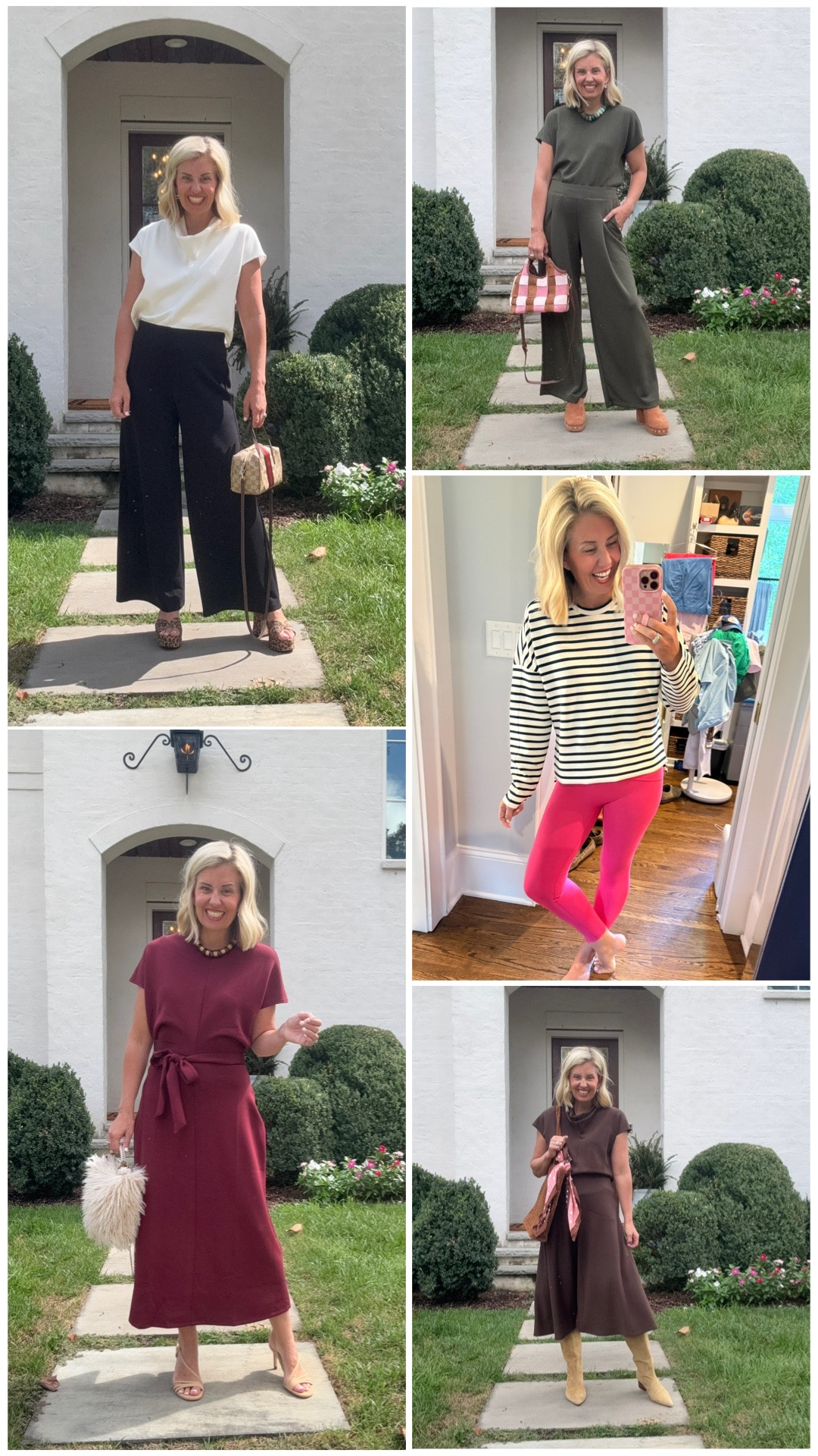Spanx Air Essentials new arrivals are here & yall they are so good!! 
Sizing:
Draped Maxi Dress - xs
Draped Jumpsuit - small petite 
Draped Tee - xs
Draped Midi Skirt - small 
Crewneck Striped Top - xs 
Booty Boost Leggings - small 7/8
Air Essentials Tee - xs
Pleated Wide Leg Pants - small petite