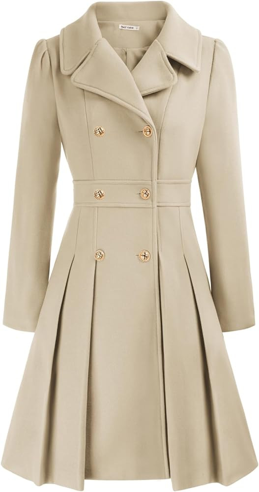 GRACE KARIN 2024 Women's Fashion Trench Coat Notch Lapel Double Breasted Thick A Line Pea Coats J... | Amazon (US)