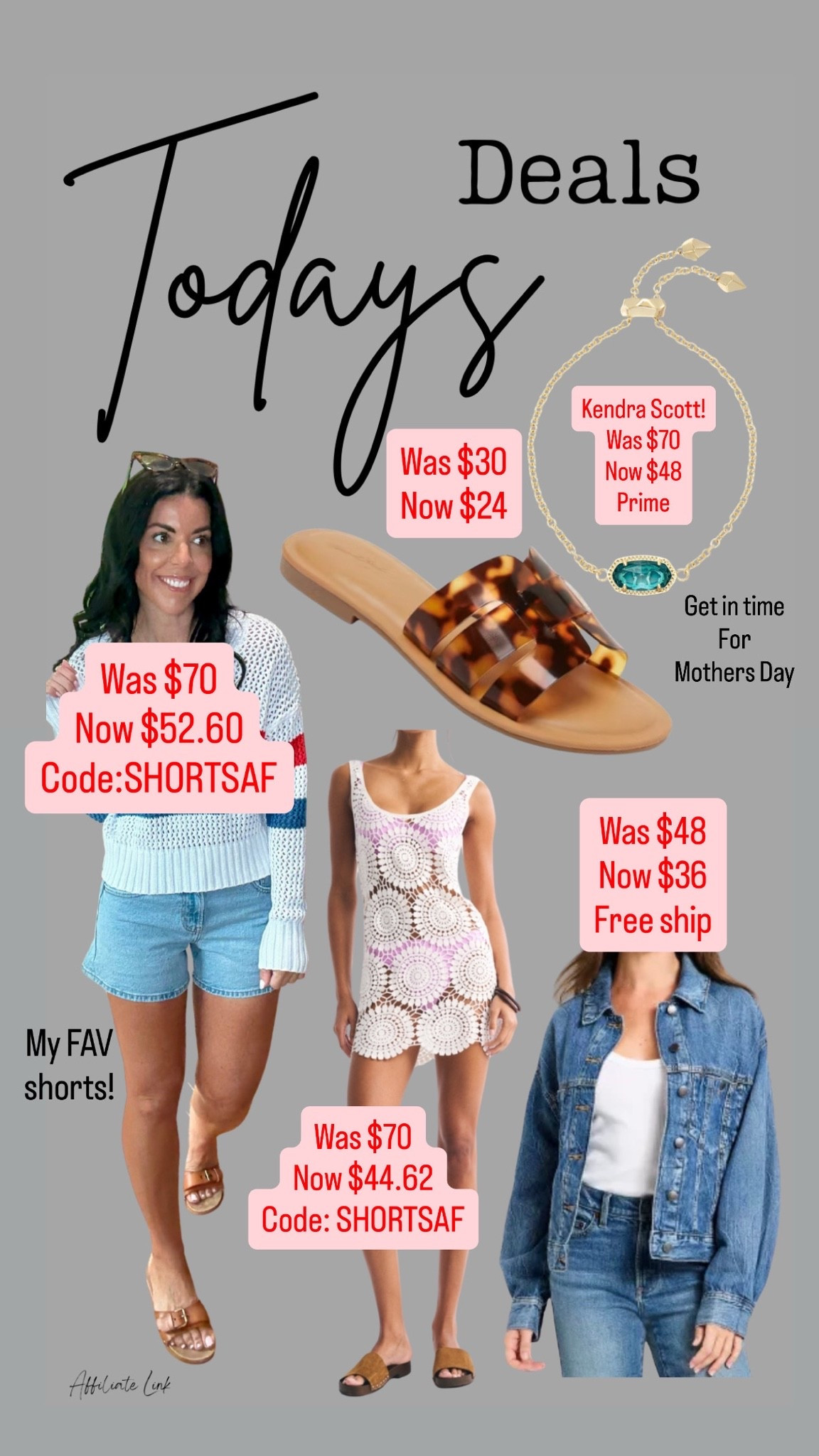 Todays deals
A line shorts
Denim jacket
Spring jacket
Summer jacket
Country concert outfit
Swim coverup
Vacation outfit
Sandals
Mother’s Day gift 
Last minute gift

#LTKMothersDay #LTKSaleAlert #LTKmomlife