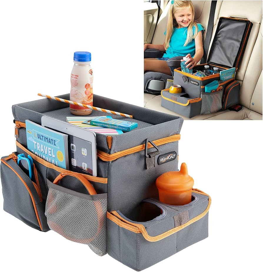 High Road CarHop Car Caddy Organizer with Road Trip Cooler, Car Cup Holder Bin, Sturdy Snack and ... | Amazon (US)