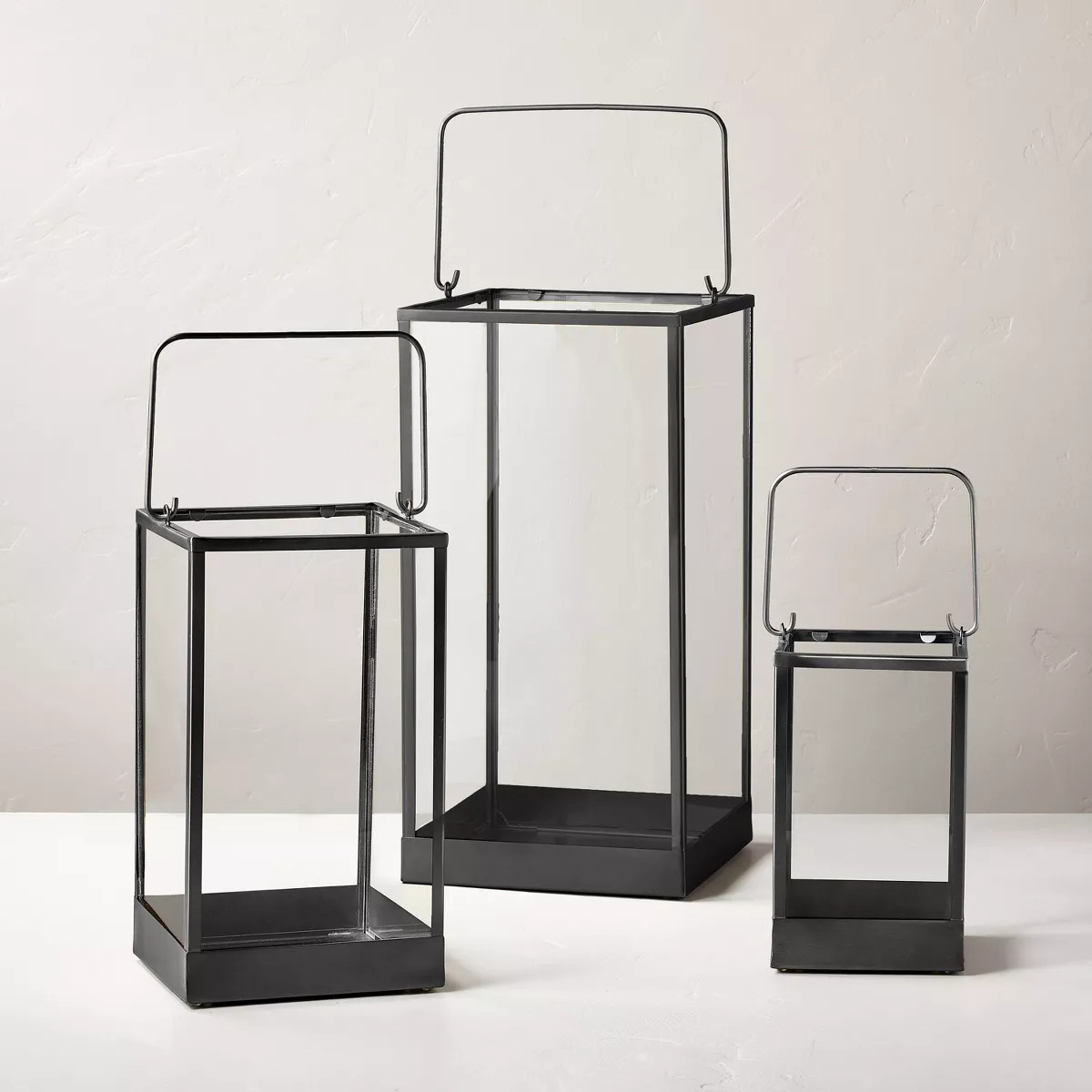 Square Metal & Glass Pillar Candle Lantern - Hearth & Hand™ with Magnolia | Target