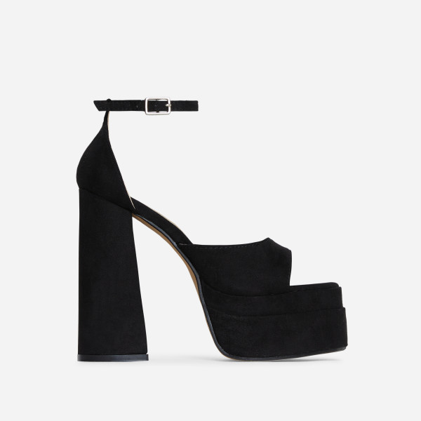 That-Extra Peep Toe Platform Block Heel In Green Satin | EGO (UK)