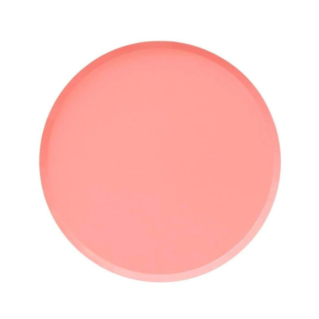 Neon Coral Large Paper Plates | Ellie and Piper