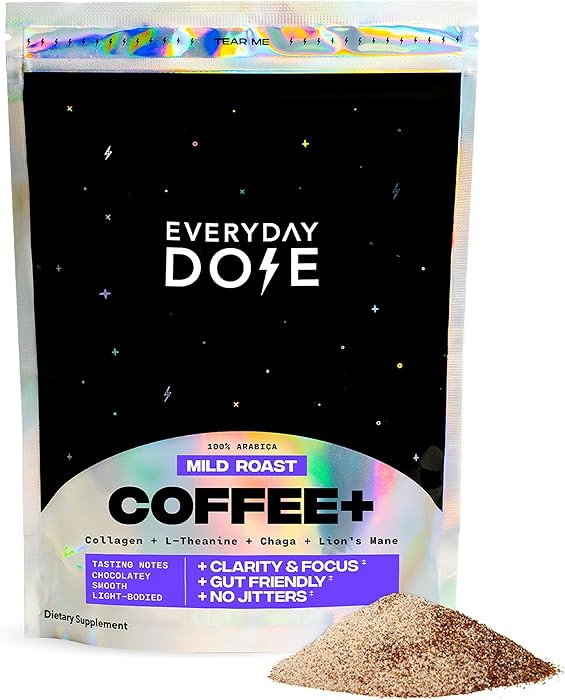 Everyday Dose Premium Adaptogenic Mushroom Coffee with Grass-Fed Collagen, Chaga, Lions Mane & L-... | Amazon (US)