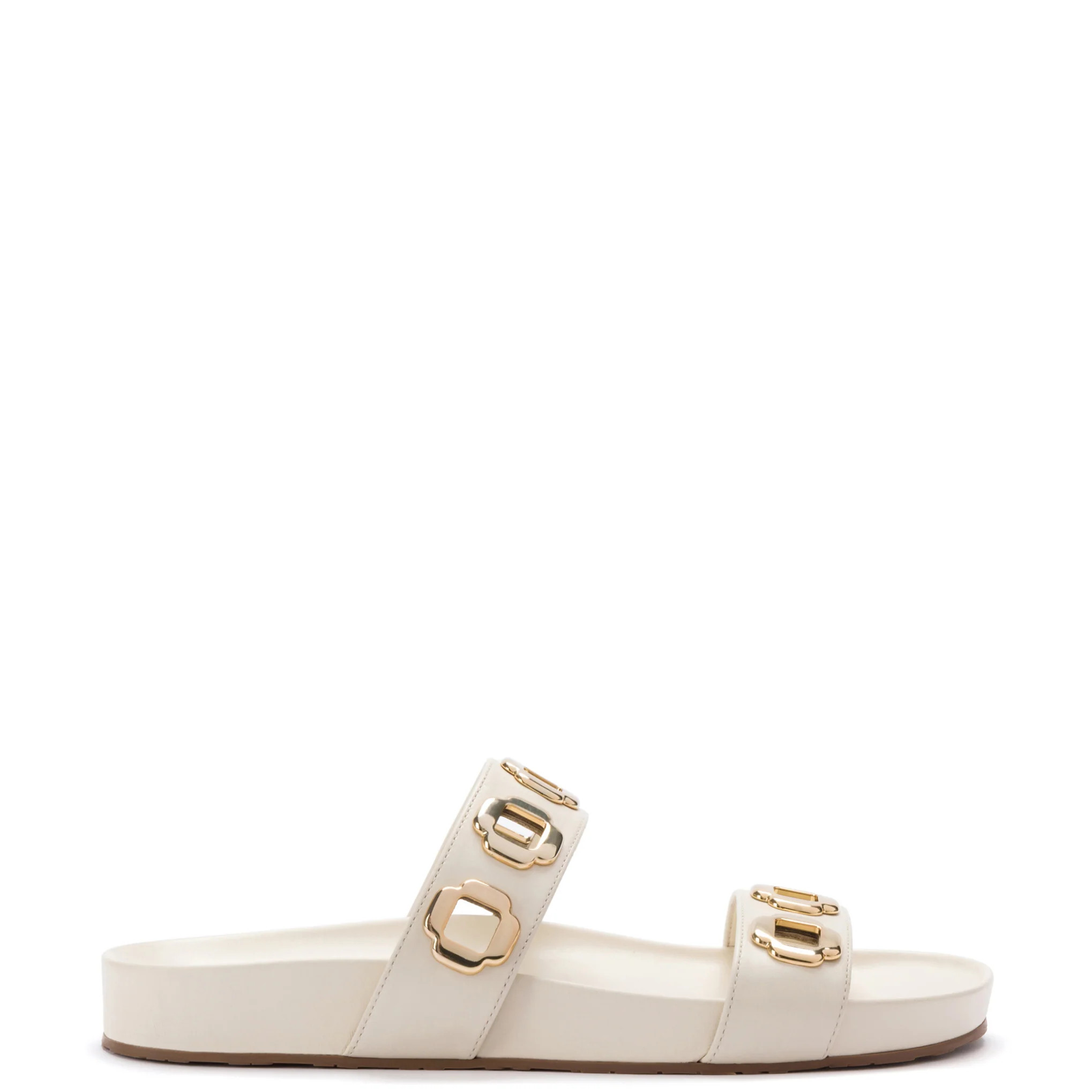 Milan Slide In Ivory Leather | Larroude