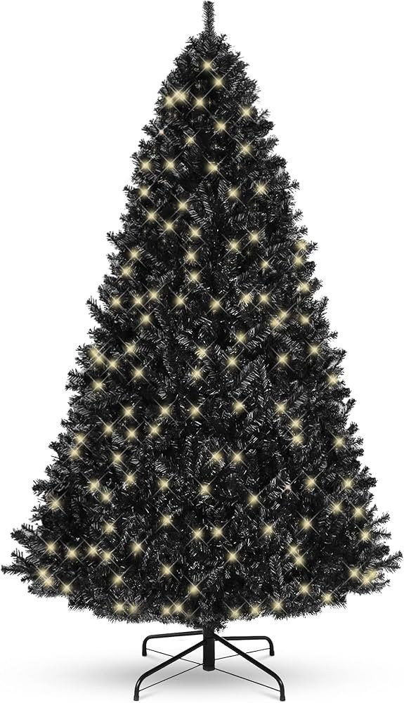 Best Choice Products 6ft Pre-Lit Black Christmas Tree, Full Artificial Holiday Decoration for Hom... | Amazon (US)