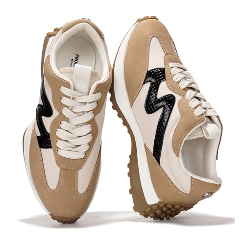 Project Cloud Trendy Fashion Sneakers for Women 2026 - Memory Foam and Non-Slip Comfortable Casual Ladies Shoes for Womens Fashion Sneakers - Lightweight Lace-up Shoes (Lecco,TAN,11) | Amazon (US)