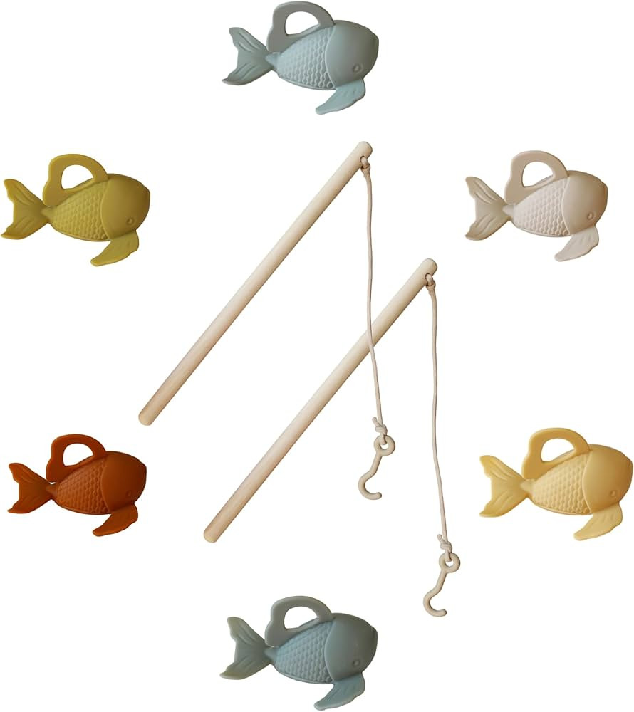 Marlowe & Co Silicone and Wooden Fishing Playset, 8 Piece Fishing Game for Toddlers and Children,... | Amazon (US)
