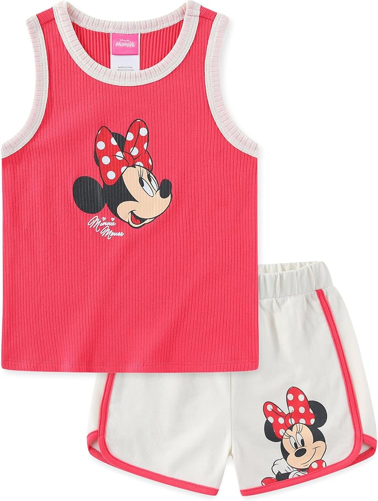 Disney Minnie Mouse Girls Ribbed Tank Top and French Terry Shorts Set for Big Kids | Amazon (US)
