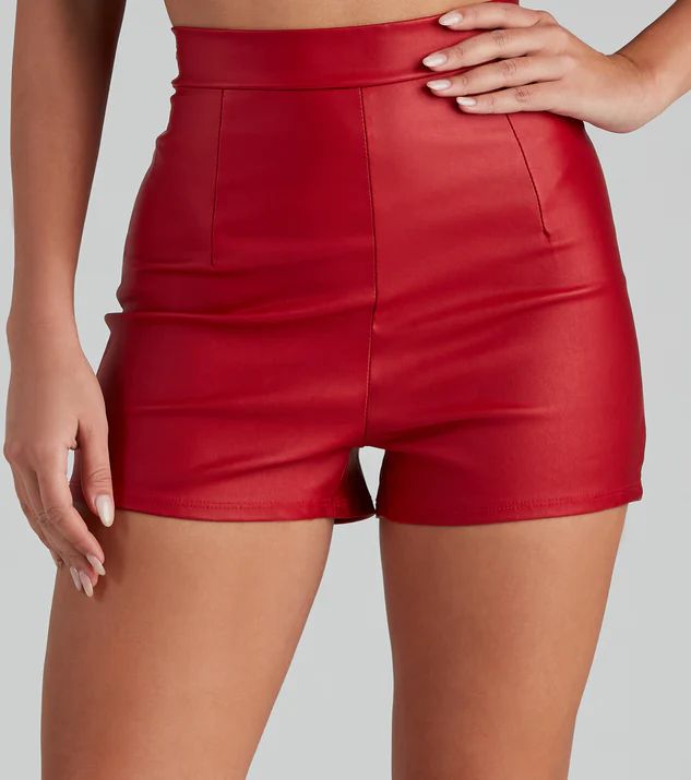 High Waist Coated Faux Leather Shorts | Windsor Stores
