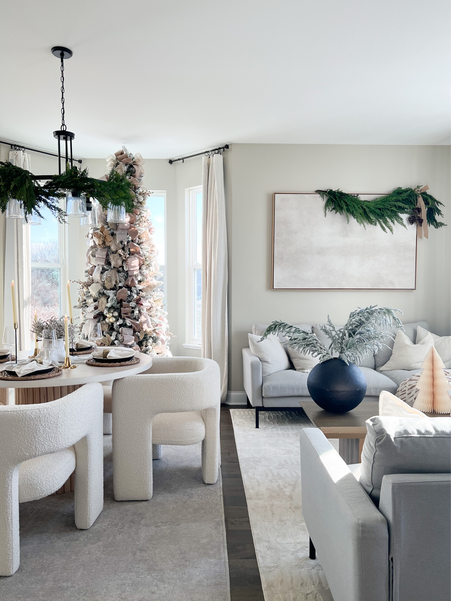 Neutral living room and dining room

#LTKhome #LTKSeasonal #LTKHoliday
