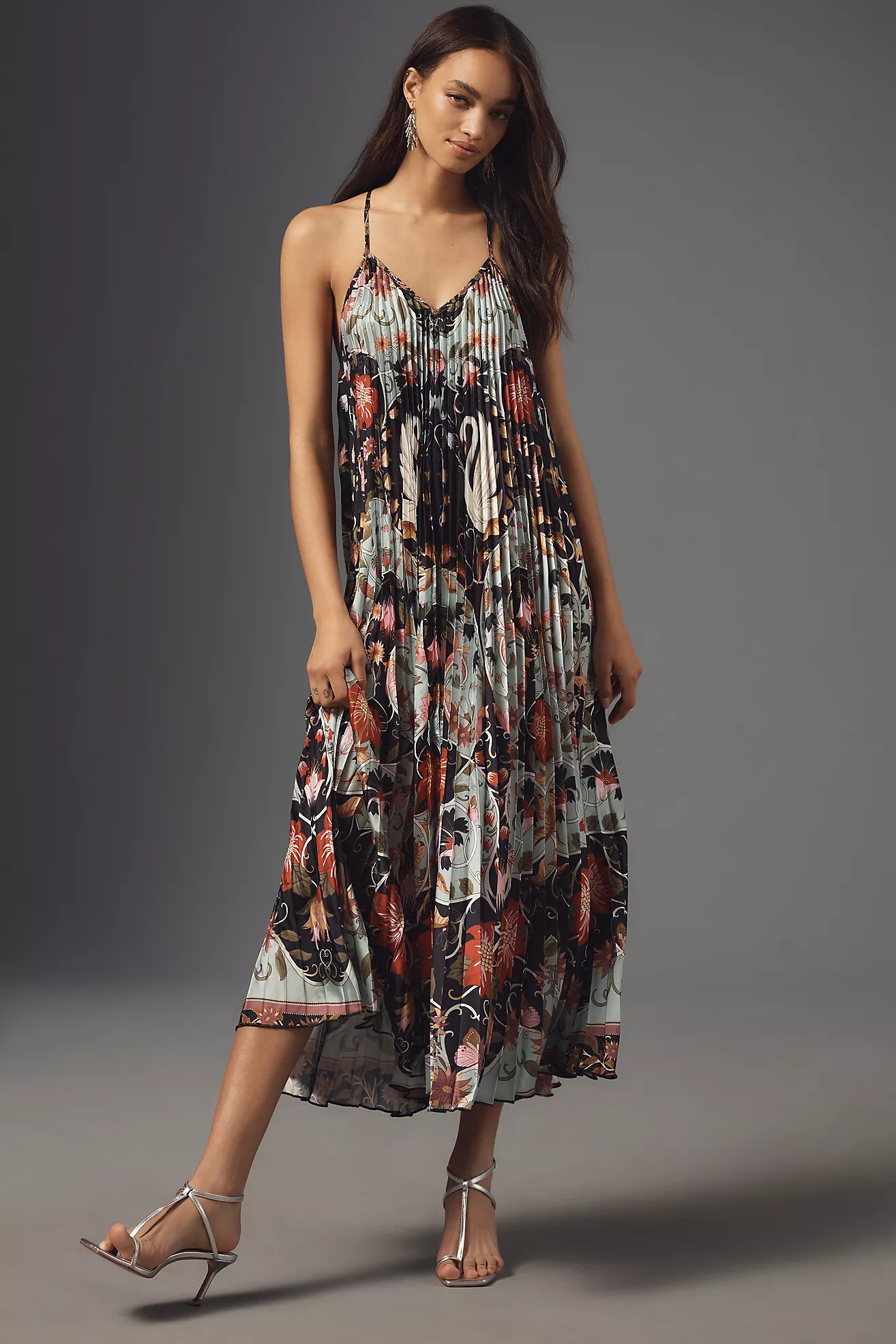 Farm Rio Flowing Beauty Sleeveless Pleated Midi Dress | Anthropologie (US)