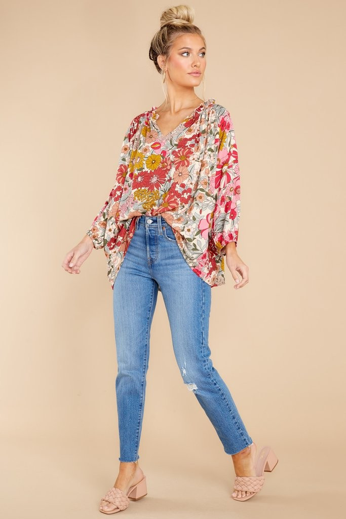 Blooming Surprise Pink Multi Floral Print Top | Red Dress 