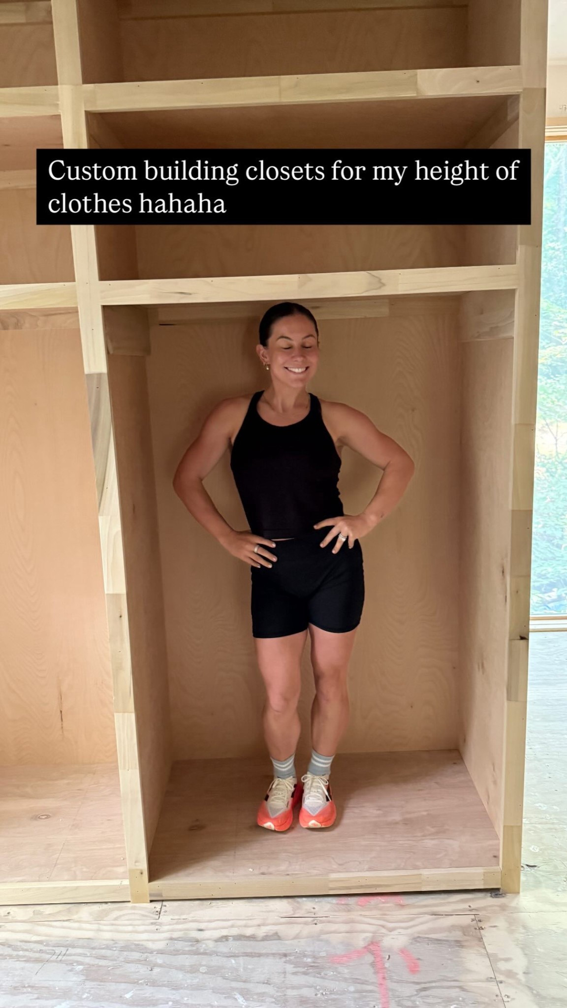 Hahaha love a custom closet 😂 obsessed with my new sneakers!!! Shorts are from house-id.com but can't link! 

#LTKU #LTKActive #LTKFindsUnder100